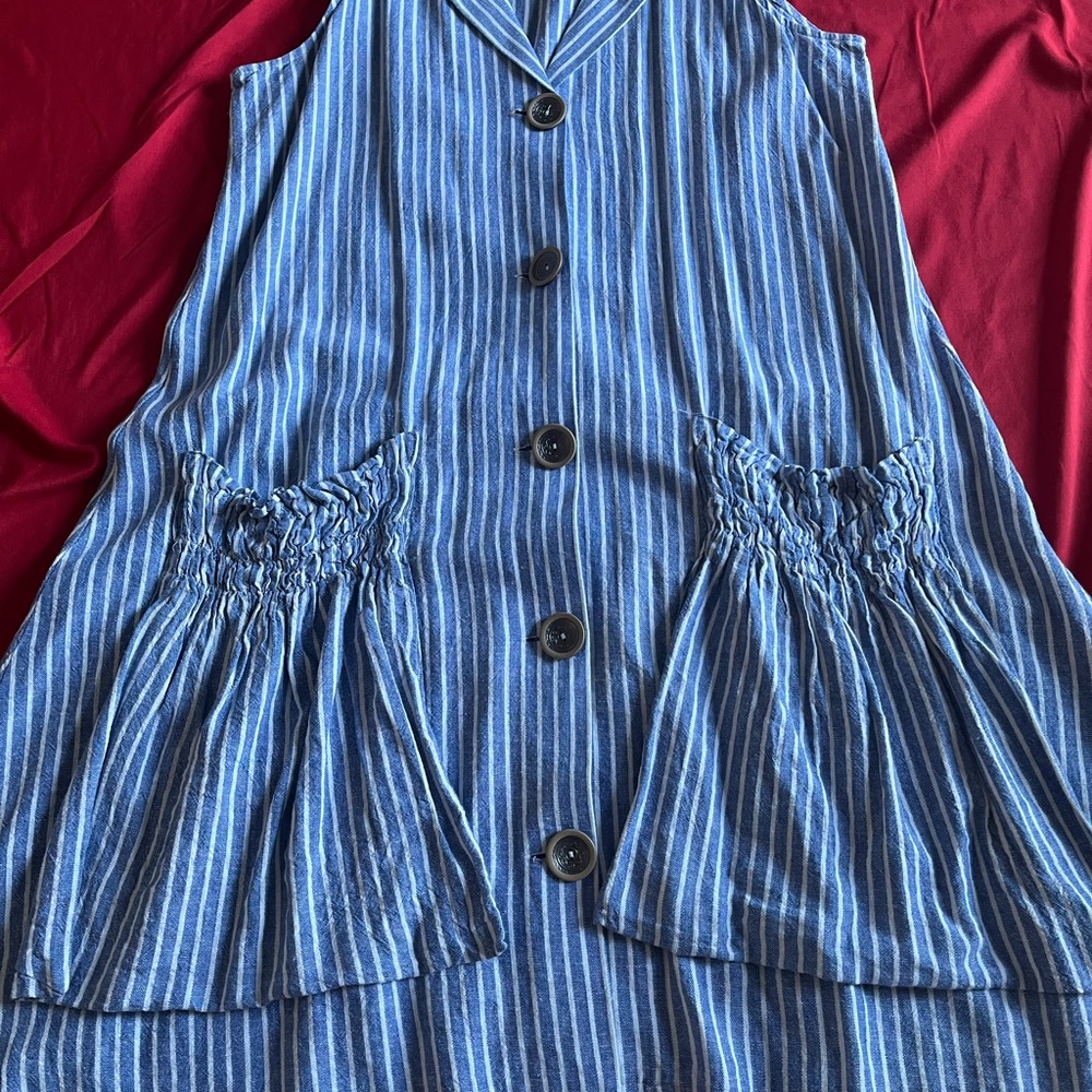 For Cynthia Blue and White Striped Dress - Picture 2 of 6